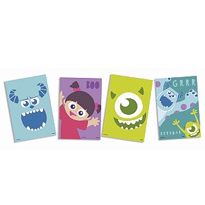 Quadros Decorativos Festa Monstros SA - 4 unidades - Disney Original - Rizzo