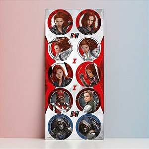 Adesivo Redondo Decorativo Festa Viúva Negra - 30 unidades - Disney Original - Rizzo