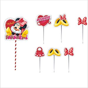 Topo de Bolo Impresso - Minnie - 7 peças - Disney Original - Rizzo