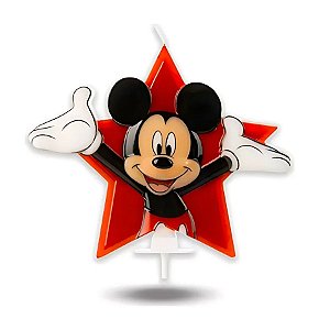 Vela Decorativa - Mickey Mouse Star - 14cm - 1 unidade - Disney Original  - Rizzo