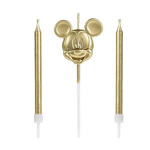 Vela Mickey Rosto Dourada Disney  - Disney Original - 1 unidade - Rizzo