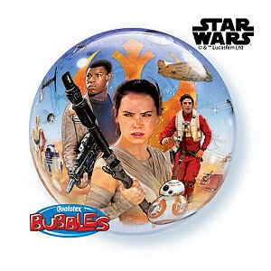 Balão de Festa Bubble 22" 55cm - Star Wars: The Force Awakens - 1 unidade - Disney Original - Rizzo