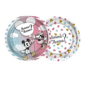 Prato de Papel Chá Revelação Disney - 18cm - 12 unidades - Disney Original - Rizzo