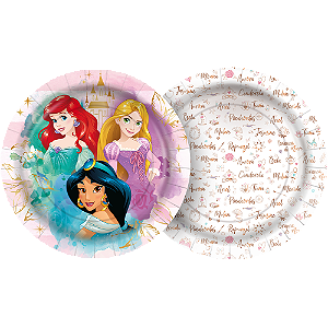 Prato Papel Redondo 18cm - Festa Princesas Disney - 12 unidades - Disney Original - Rizzo