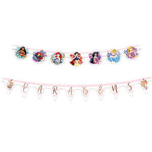 Faixa Parabéns - Festa Princesas da Disney - 01unidade - Disney Original - Rizzo