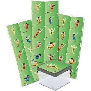 Adesivo Quadrado Festa Fadas - 30 unidades - Disney Original - Rizzo