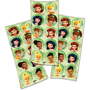 Adesivo Redondo Festa Fadas - 30 unidades - Disney Original - Rizzo