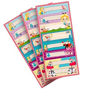 Adesivo Retangular - Alice no Pais das Maravilhas - 24 unidades - Disney Original - Rizzo