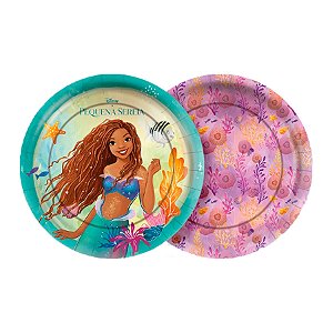 Prato de Papel Redondo - A Pequena Sereia - 8 unidades - Disney Original - Rizzo