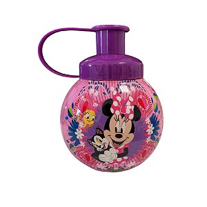 Garrafa Squeeze Bola Minnie Floral Gato - Roxo - 250ml  - 1 unidade - Disney Original - Rizzo
