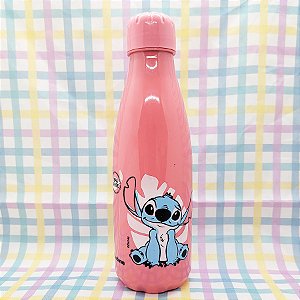 Garrafa Squeeze Pet Paris - Stitch - Rosa Tampa Rosa - 600ml  23cm - 1 unidade - Disney Original - Rizzo