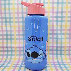 Garrafa Squeeze Body - Stitch - Azul Tampa Rosa- 1L  24cm - 1 unidade - Disney Original - Rizzo