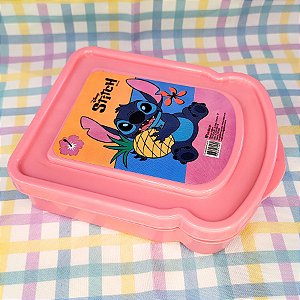 Sanduicheira/Porta Frios Rosa - Stitch Segurando Abacaxi - 16cm - 1 unidade - Disney Original - Rizzo