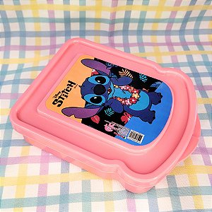 Sanduicheira/Porta Frios Rosa - Stitch com Colar de Flores - 16cm - 1 unidade - Disney Original -  Rizzo