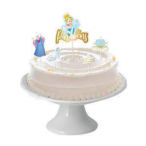 Decoração de Bolo - Cenário Cinderela Clássica - 5 unidades - Disney Original - Rizzo