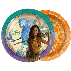 Prato de Papel Redondo Festa Raya e o Último Dragão - 18cm - 12 unidades - Disney Original