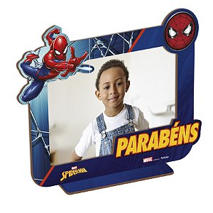Porta Retrato Decorado Homem-Aranha em MDF p/ Fotos 10x15cm - 1 unidade - Disney Original - Rizzo