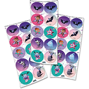 Adesivo Redondo Festa Vampirina - 30 unidades - Disney Original - Rizzo Festas