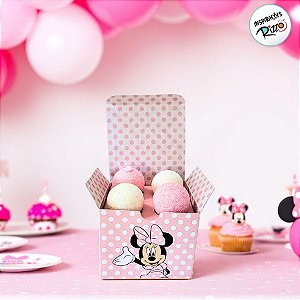 Caixa 4 Doces Quadrada - Minnie Mouse - 6x7,5x7,5cm - 10 unidades - Disney Original - Rizzo