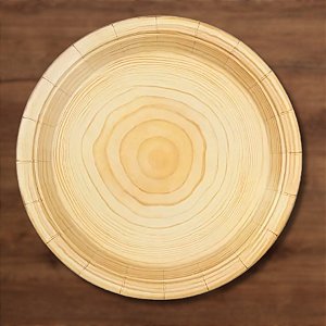 Prato de Papel Redondo Biodegradável Bambu - 18cm - 10 unidades - Silver Festas - Rizzo