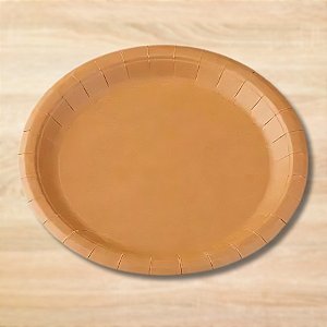 Prato de Papel Redondo Biodegradável Kraft - 23cm - 10 unidades - Silver Festas - Rizzo