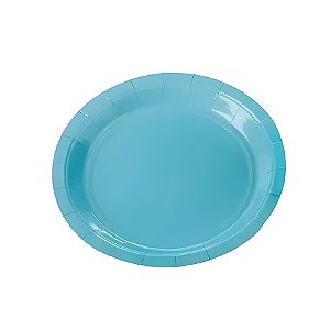 Prato de Papel Redondo Biodegradável - Azul Bebê - 18cm - 10 unidades - Rizzo