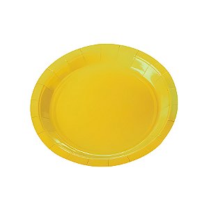 Prato de Papel Redondo Biodegradável - Amarelo - 18cm - 10 unidades - Rizzo