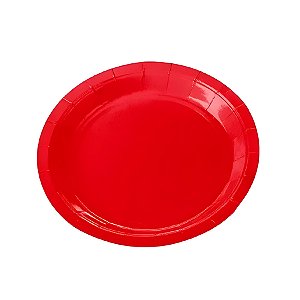 Prato de Papel Redondo Biodegradável - Vermelho - 18cm - 10 unidades - Rizzo