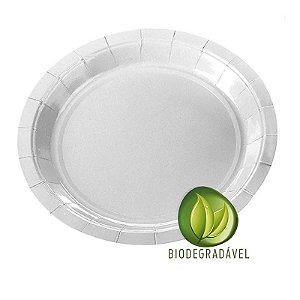 Prato de Papel Biodegradável Branco 18cm - 10 unidades - Silverplastic - Rizzo