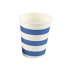 Copo papel Listrado Azul Biodegradável - 10 unidades - 270 ml - Rizzo
