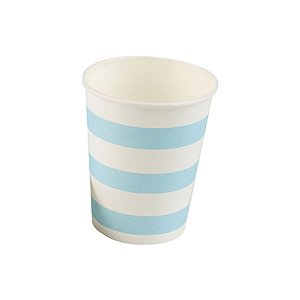 Copo papel Listrado Azul Bebe Biodegradável - 10 unidades - 270 ml - Rizzo