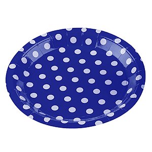 Prato Papel Biodegradável Poa Azul - 10 unidades - 18 cm - Rizzo