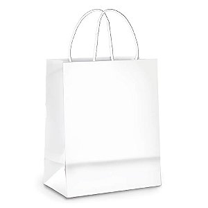Sacola de Papel P 21,5x15x8cm - Branco - Embalagem Econômica - 50 unidades - Cromus - Rizzo