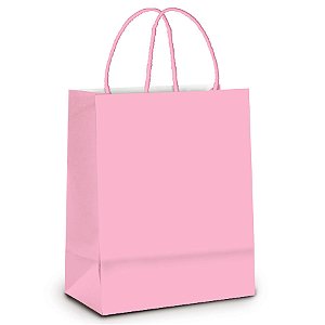 Sacola de Papel P 21,5x15x8cm - Rosa Bebê - Embalagem Econômica - 10 unidades - Cromus - Rizzo