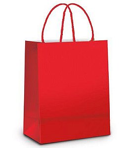 Sacola de Papel P 21,5x15x8cm - Vermelho Metalizado Fosco - 10 unidades - Cromus - Rizzo