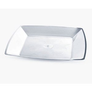 Prato para Refeição em Acrílico Resistente Square Cristal - 21cm - com 10 unidades - Plastilânia