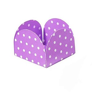 Forminhas para Doces 4 Pétalas Poá Lilas e Branco 50 unidades NC Toys