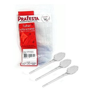 Colher Sobremesa Transparente - 50 unidades - Prafesta