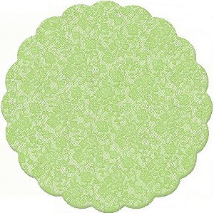 Fundo Rendado Redondo Verde Cítrico 9cm - 100 unidades - Cromus - Rizzo Embalagens