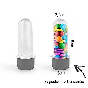 Mini Tubete Lembrancinha 8cm 10 unidades - Prata - Rizzo Embalagens e Festas