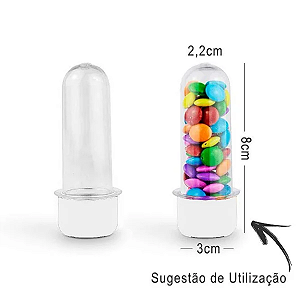 Mini Tubete Lembrancinha 8cm 10 unidades - Branco - Rizzo Embalagens e Festas