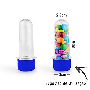 Mini Tubete Lembrancinha 8cm 10 unidades - Azul Escuro - Rizzo Embalagens e Festas
