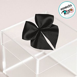 Lacinho de Fita de Cetim Preto 22mm - 5cm - Cor 219 - 12 unidades - Progresso - Rizzo
