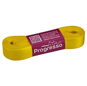 Fita de Cetim Progresso 15mm nº3 - 10m Cor 763 Amarelo Gema - 01 unidade - Progresso