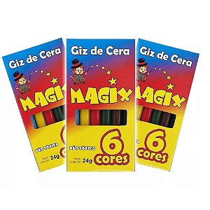 Giz de Cera para Colorir 24g - 1 unidade com 6 cores - Magix - Rizzo Embalagens