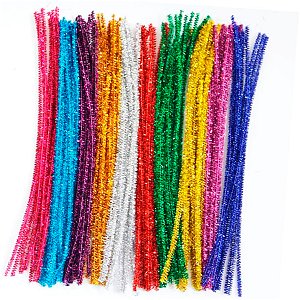 Haste de Chenille Glitter 30 cm - Sortido - 100 unidades - Rizzo