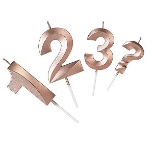 Vela Número Aniversário Design Rose Gold - 01 unidade - Silver Festas - Rizzo