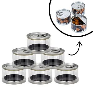 Latinha Plástico com Abridor Baixa Tipo Atum - Prata - 6 Unidades - Art Lille