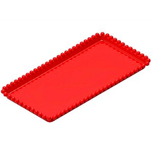 Bandeja Esfera Acrílica Durável Retangular - Vermelho - 25x13cm - 1 unidade - Rizzo - Rizzo