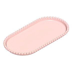Bandeja Esfera Acrílica Durável Oval - Salmão Candy- 25x13cm - 1 unidade - Rizzo - Rizzo